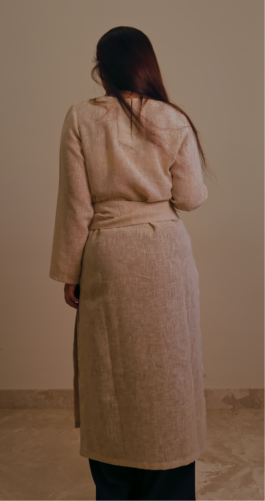 Linen Wrap Top with Waist Tie