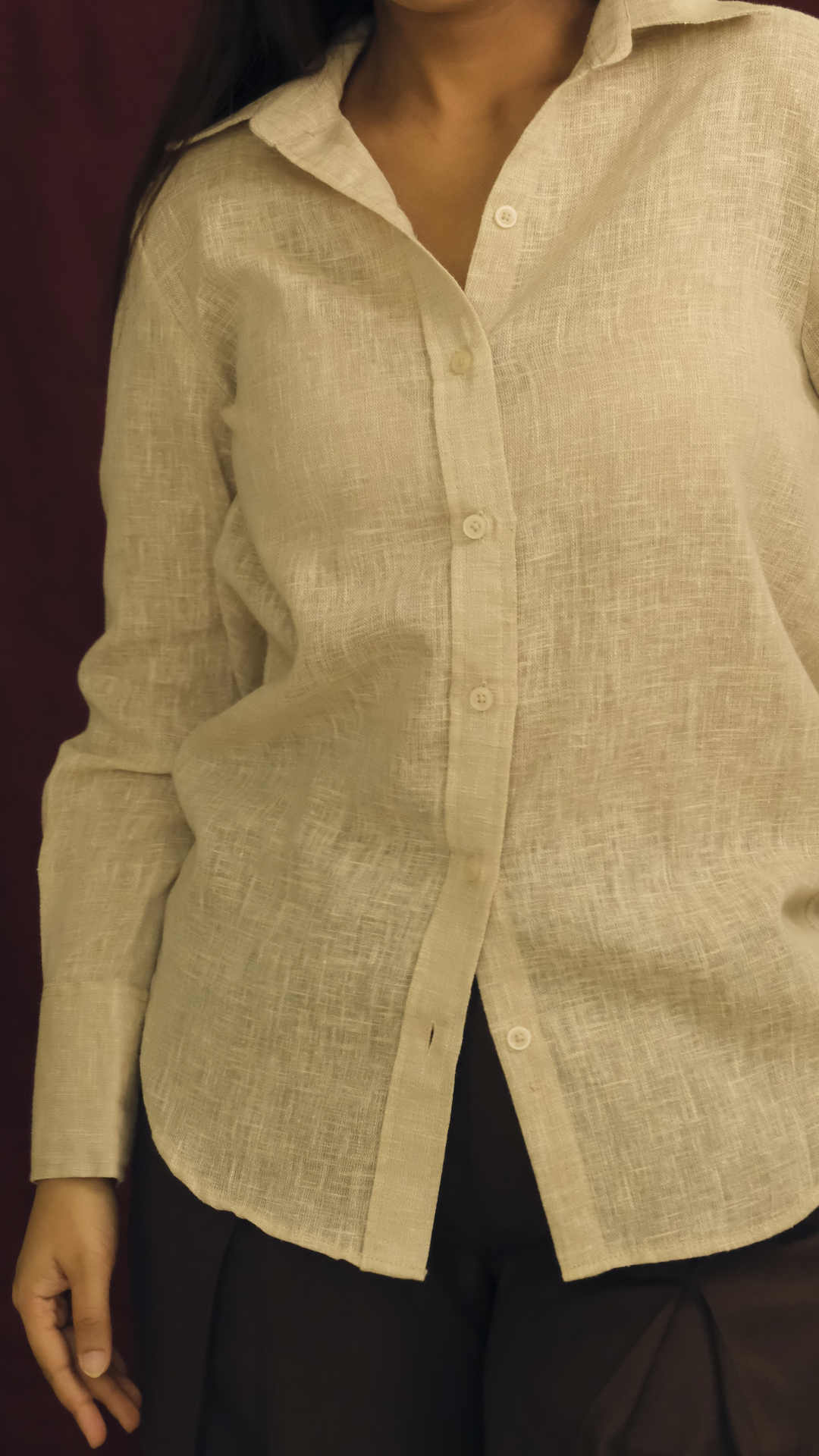 Natural Linen Relaxed Fit Shirt- Beige