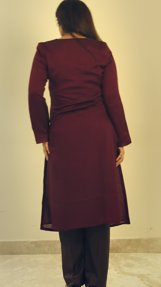 Burgundy Chiffon Overlap Top